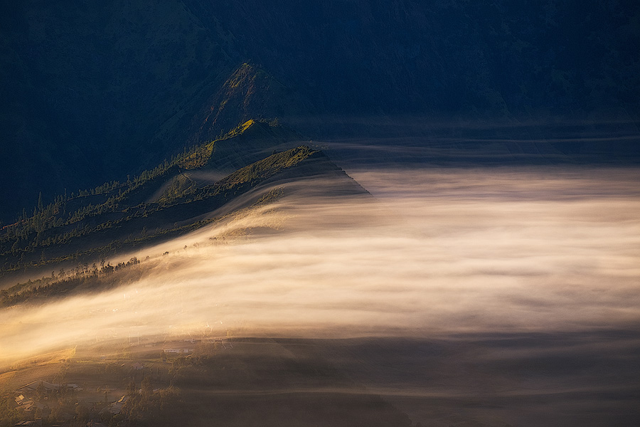 First light across the mist in the the caldera at Mount Bromo, Indonesia.  Fuji X-T10 & XF55-200mm