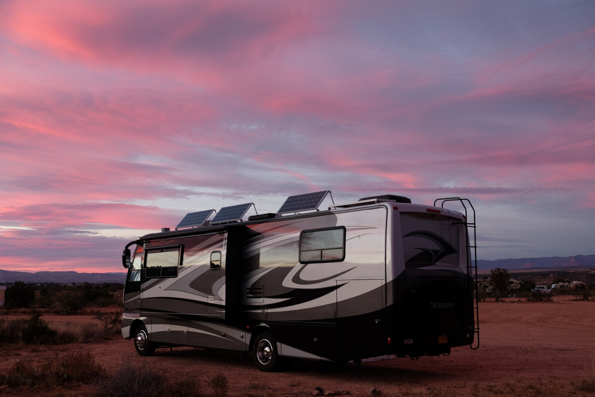 Our RV home on wheels at a campsite near Sedona, Arizona.